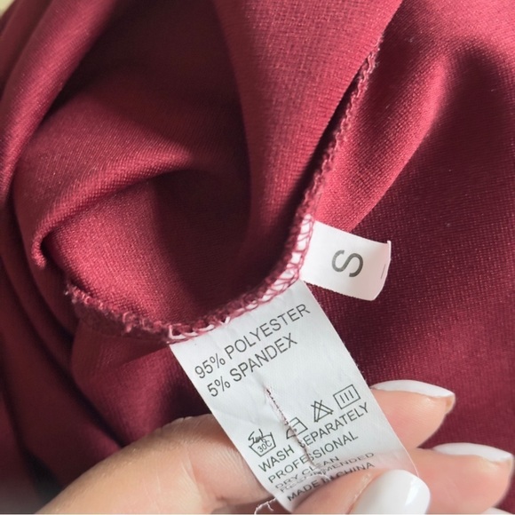 Burgundy Dressy Jumpsuits for Women - Loose, Off-Shoulder, Elastic Waist Small - Picture 5 of 5